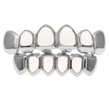Hollowed Out Silver Teeth Grillz Covers – upper and lower set