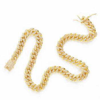 20” Golden Cuban Chainlink necklace encrusted in crystal rhinestones(12mm width)