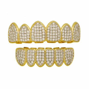 Ultra Iced Out Gold Teeth Grillz with AAA Grade Micro Pave CZ Diamonds