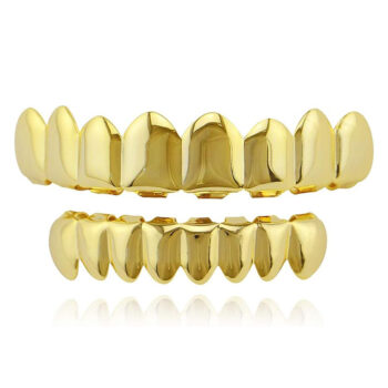 Gold Teeth Grillz with 8 Tooth Upper & Lower Set